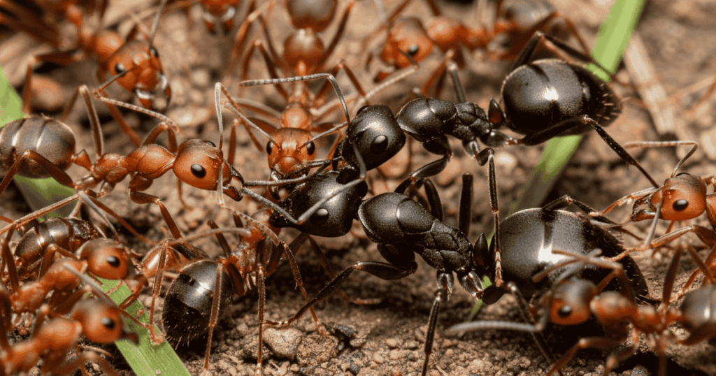 Behavior Aggression red black ants